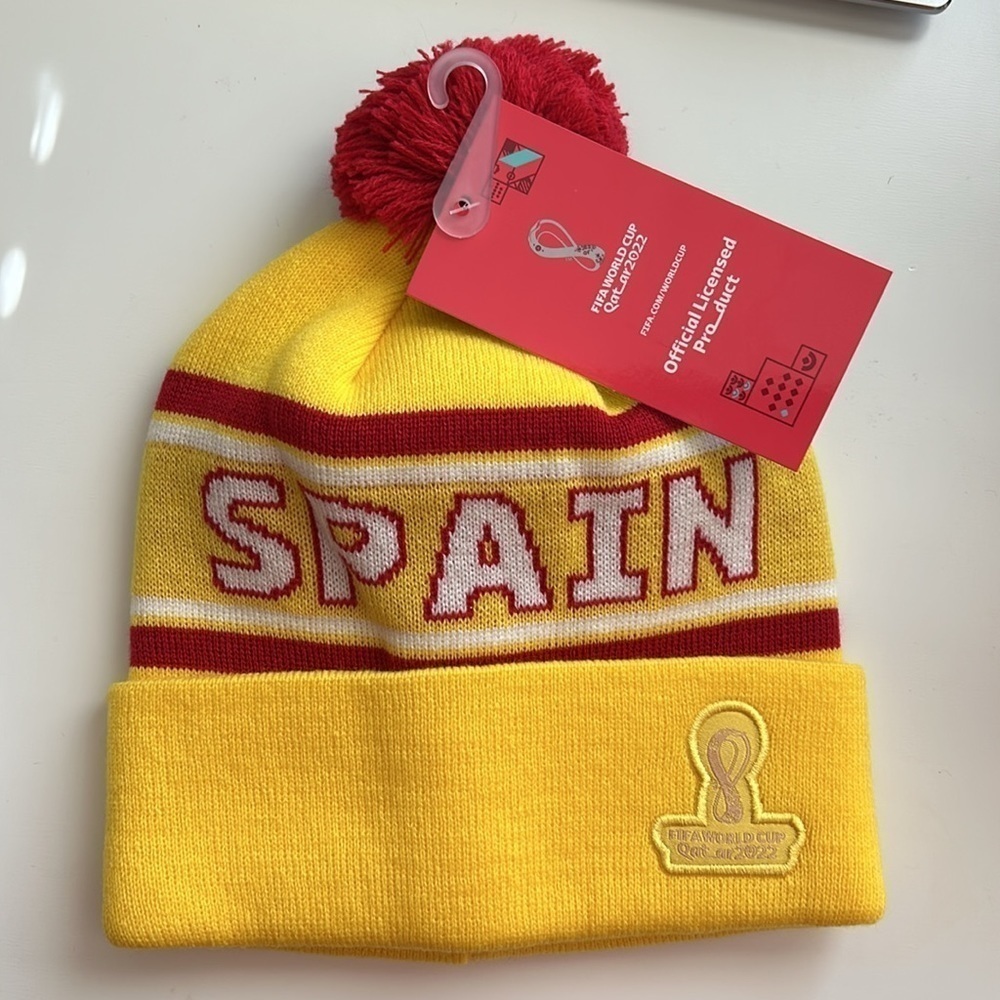 Outerstuff Spain Team FIFA World Cup Pom Hat Yellow OS - Vibrant & Sporty